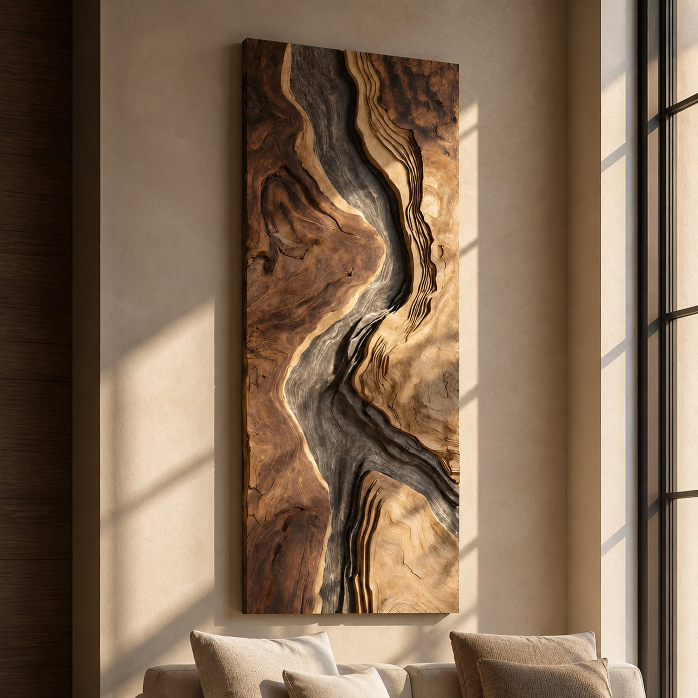 Handcrafted Wooden Wall Sculpture For Entryway Design