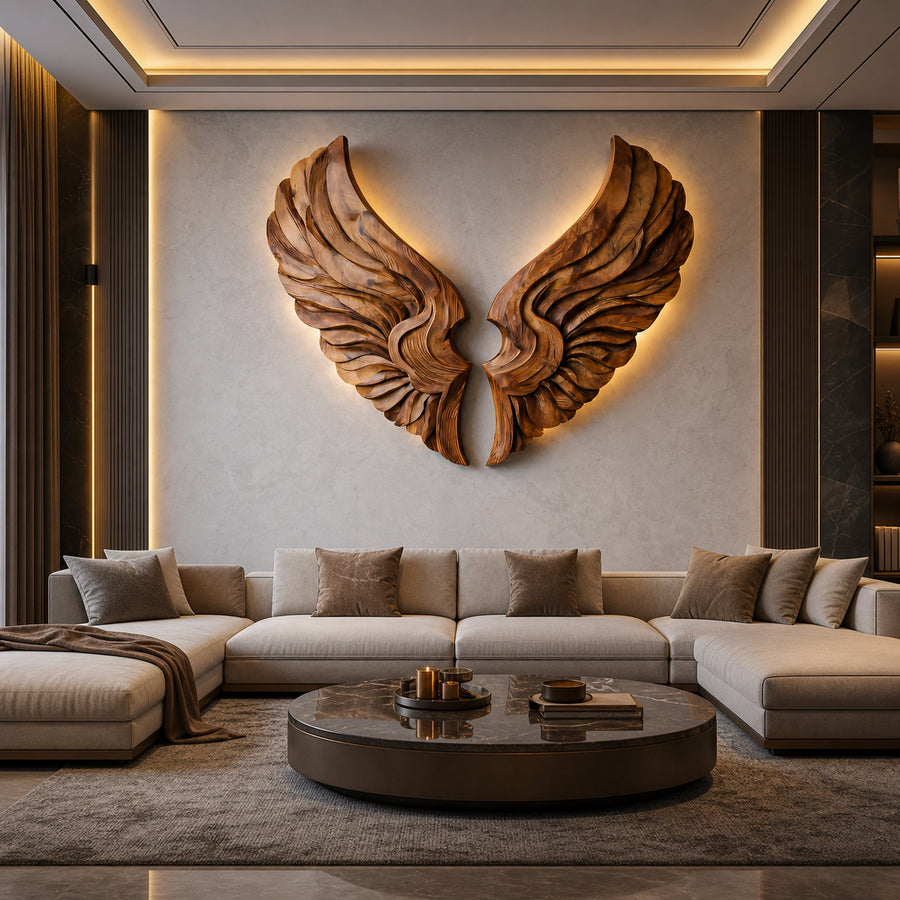 Handcrafted Wooden Wing Wall Art For Modern Interior Decor