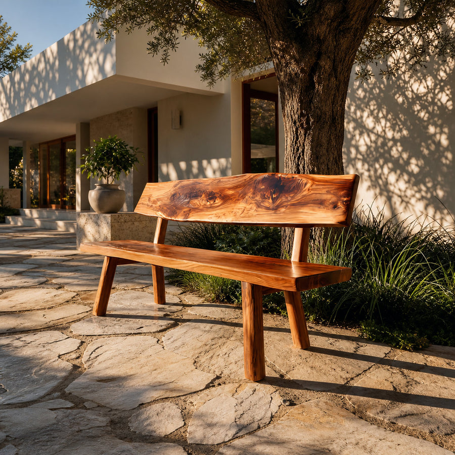 Handmade Outdoor Wooden Bench For Patio And Terrace