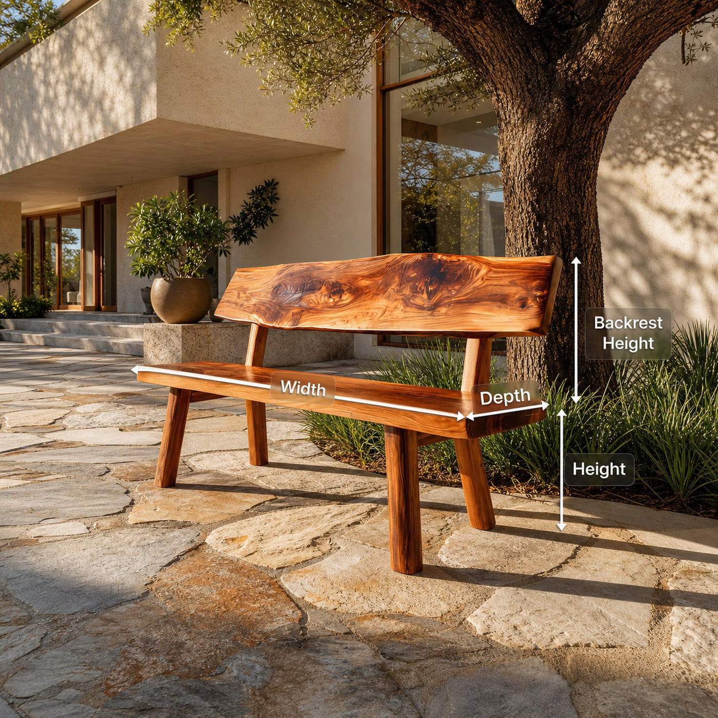 Handmade Outdoor Wooden Bench For Patio And Terrace - product view 8