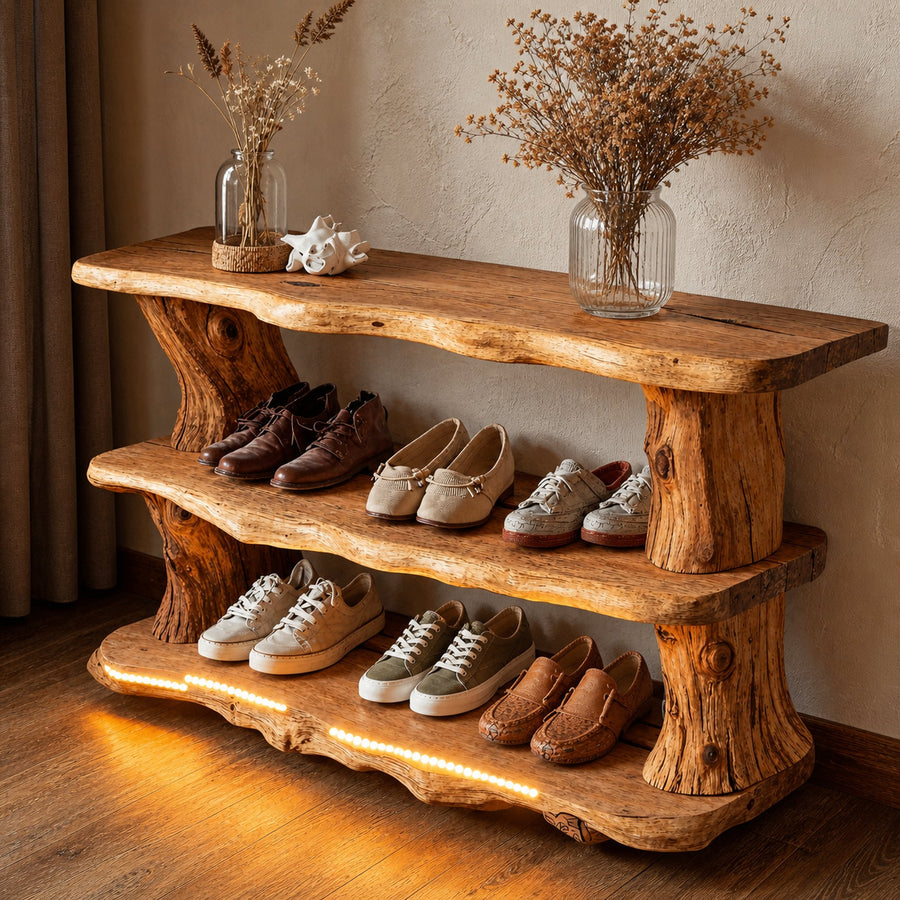 Handmade Wooden Shoe Storage Bench For Small Spaces