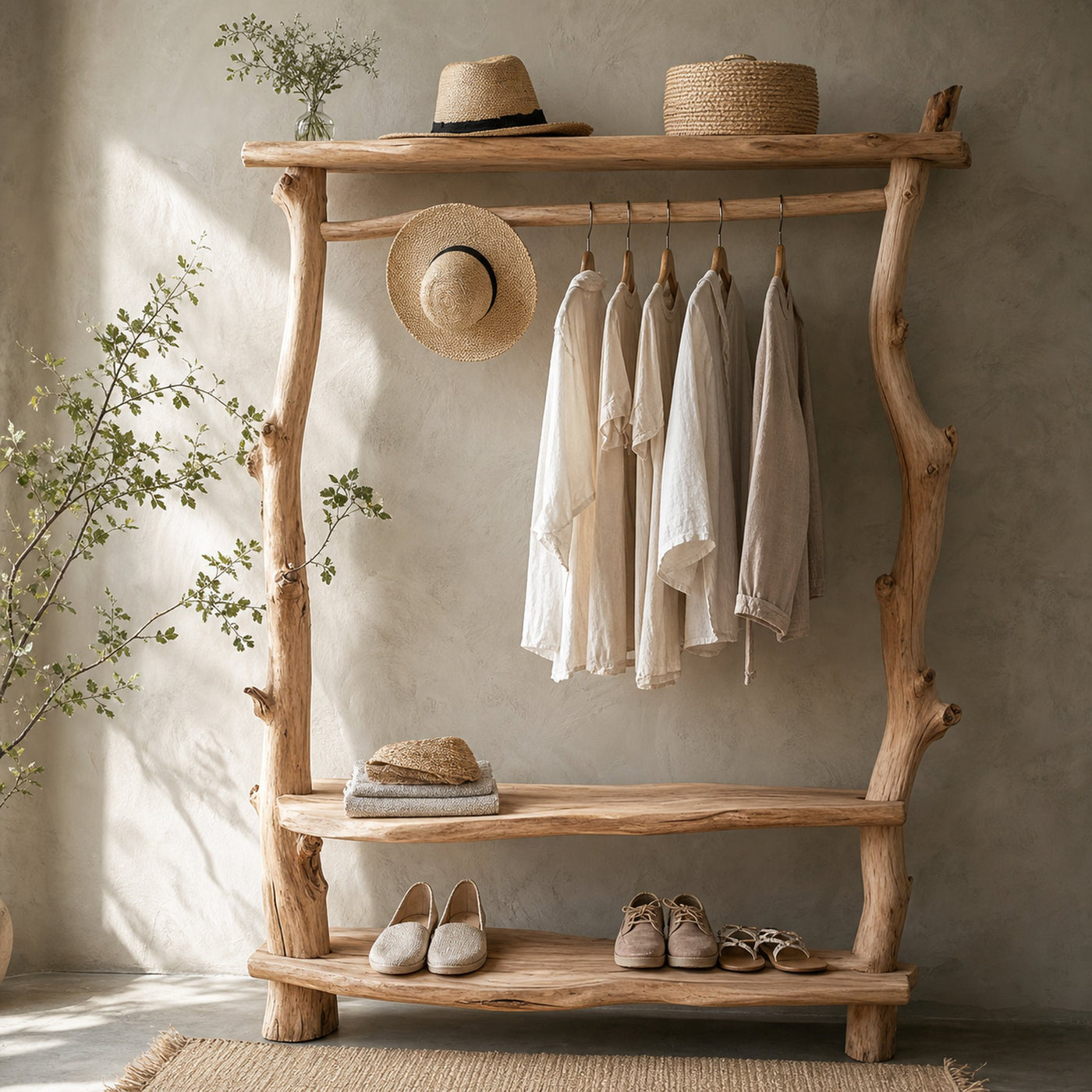 Handmade Wooden Tree Branch Coat Rack Home Decor Gift