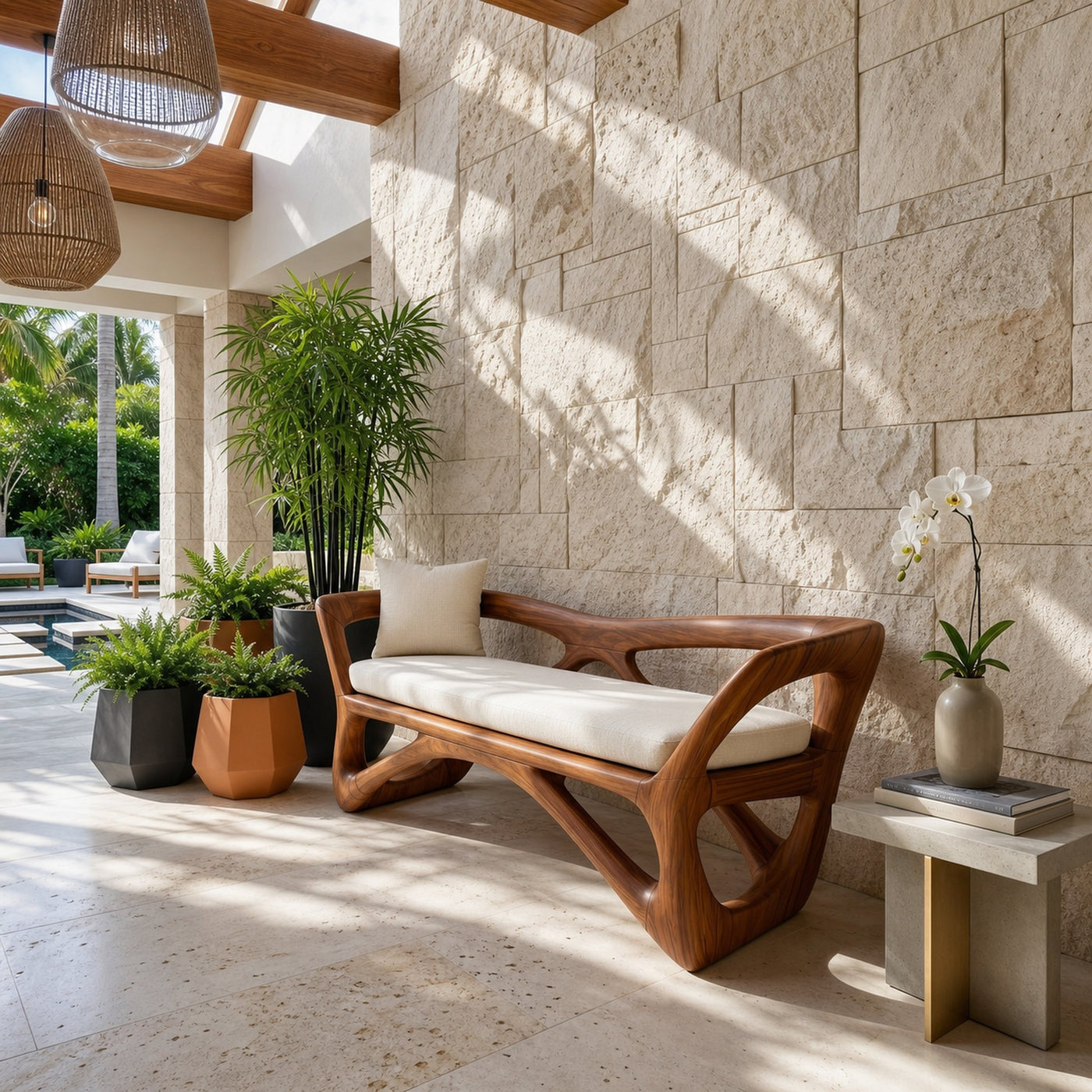 Japandi Accent Bench Wellness Retreat - product view 6