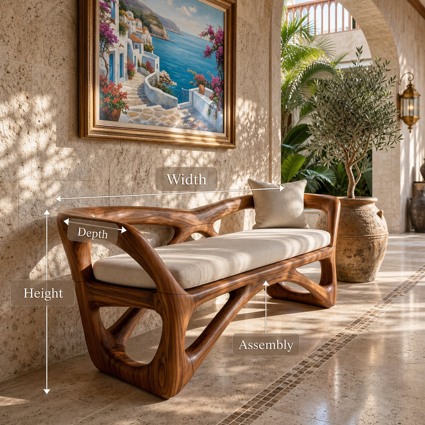 Japandi Accent Bench Wellness Retreat - product view 8
