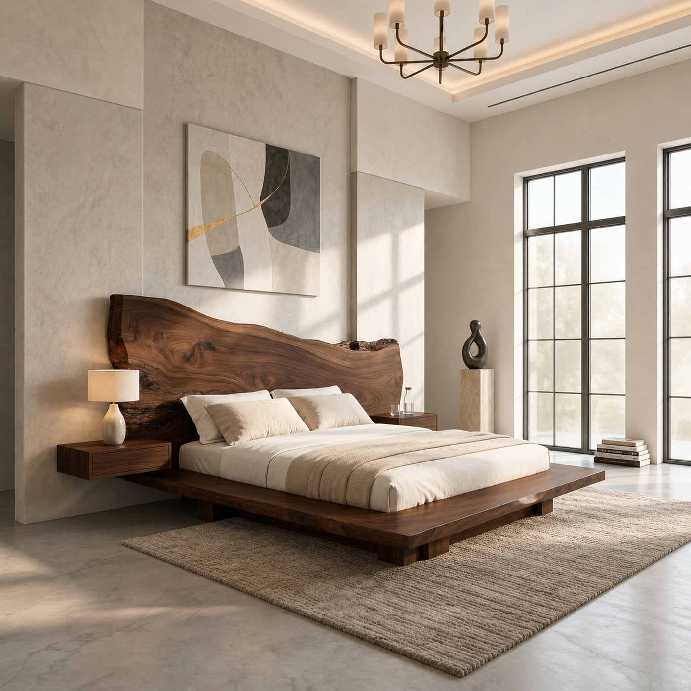 Japandi Bed Frame With Handcrafted Solid Wood Design For Bedroom - product view 7