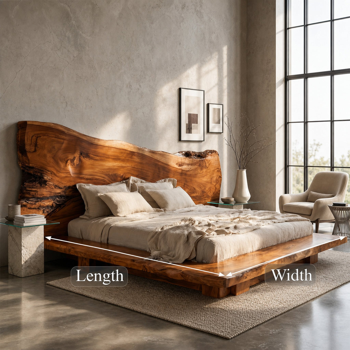 Japandi Bed Frame With Handcrafted Solid Wood Design For Bedroom - product view 8