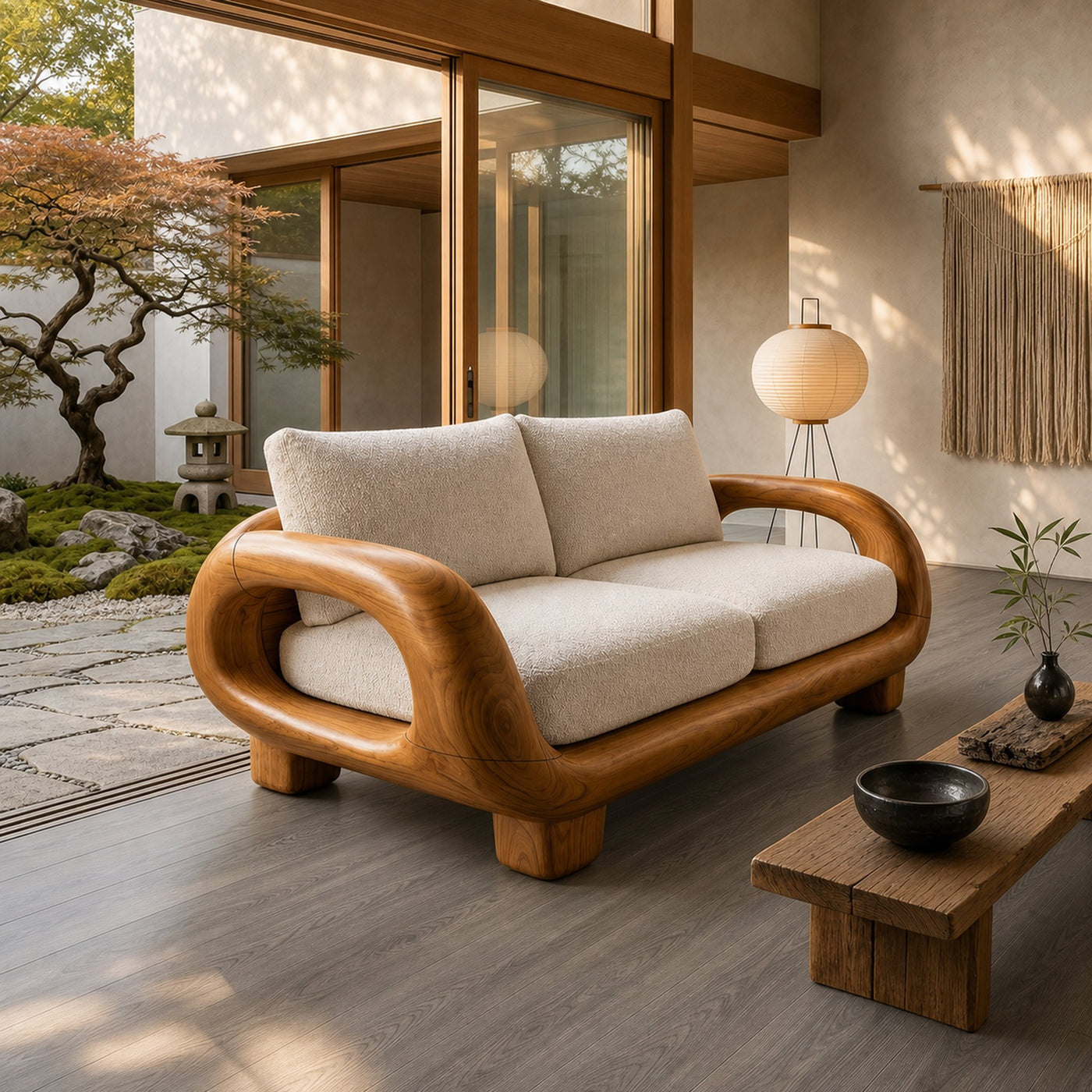 Japandi Organic Sofa Zen Courtyard Residence