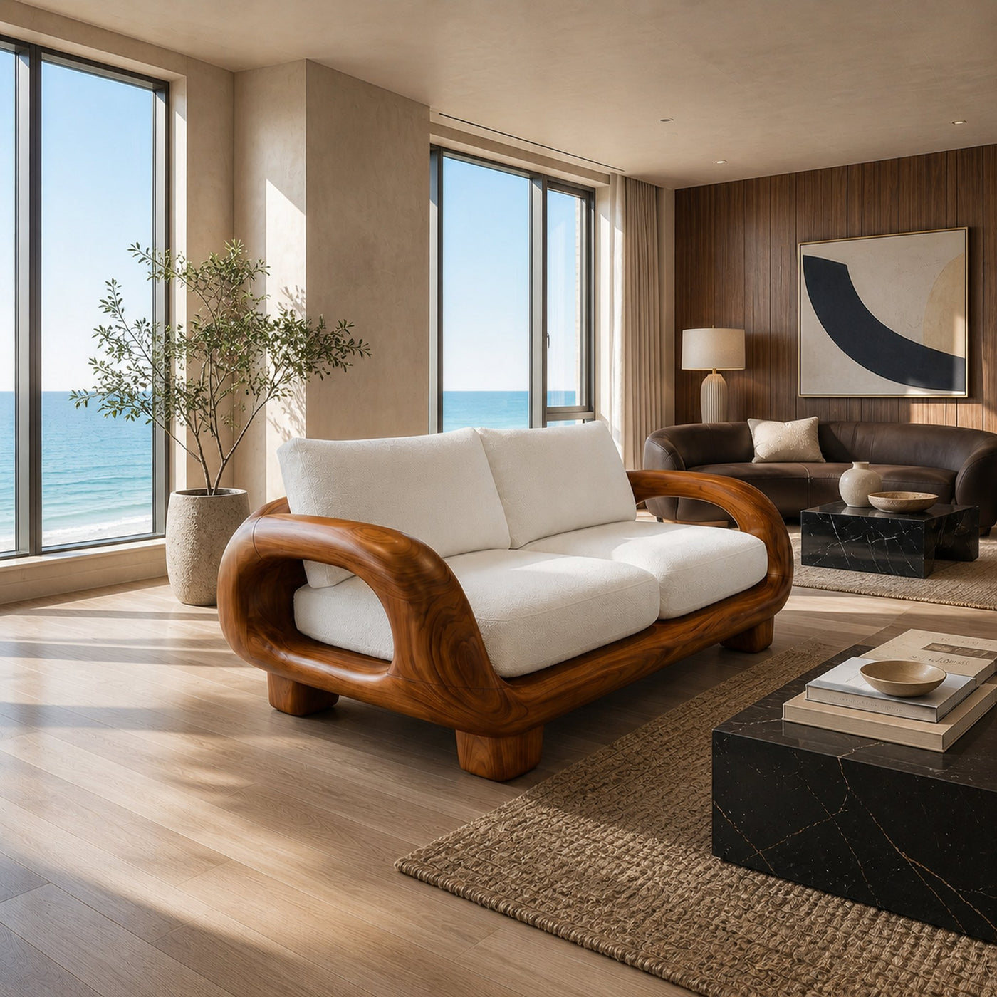 Japandi Organic Sofa Zen Courtyard Residence - product view 6