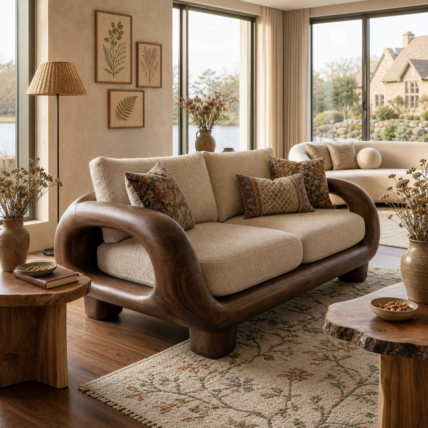 Japandi Organic Sofa Zen Courtyard Residence - product view 7