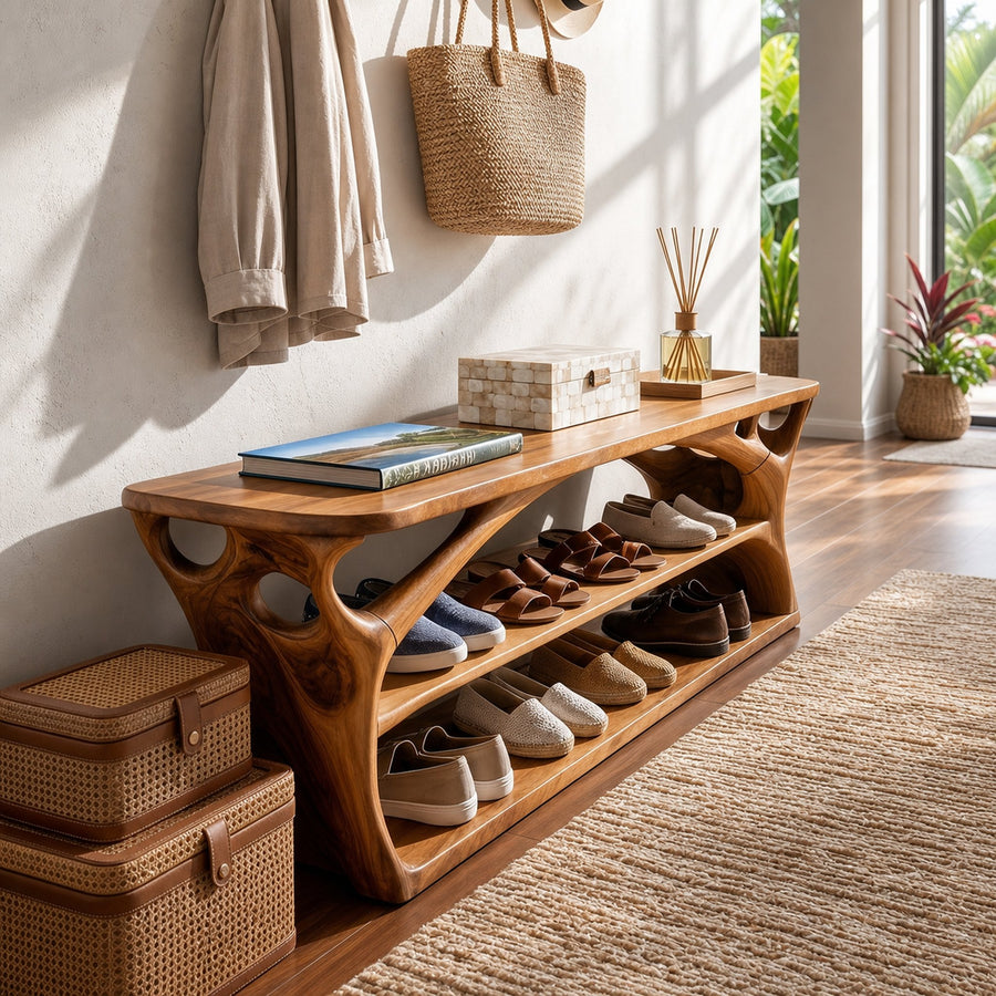 Japandi Shoe Cabinet For Mudroom Storage Corner Placement