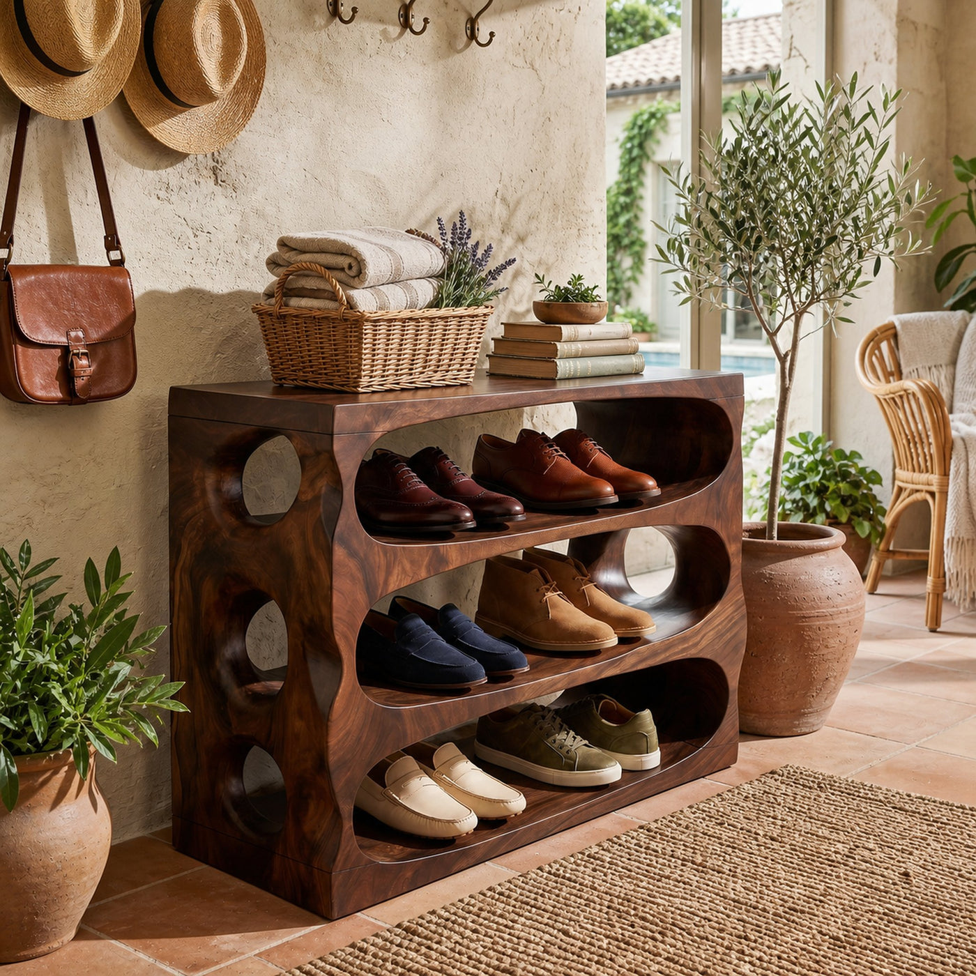 Japandi Shoe Cabinet For Mudroom Storage Corner Placement - product view 7
