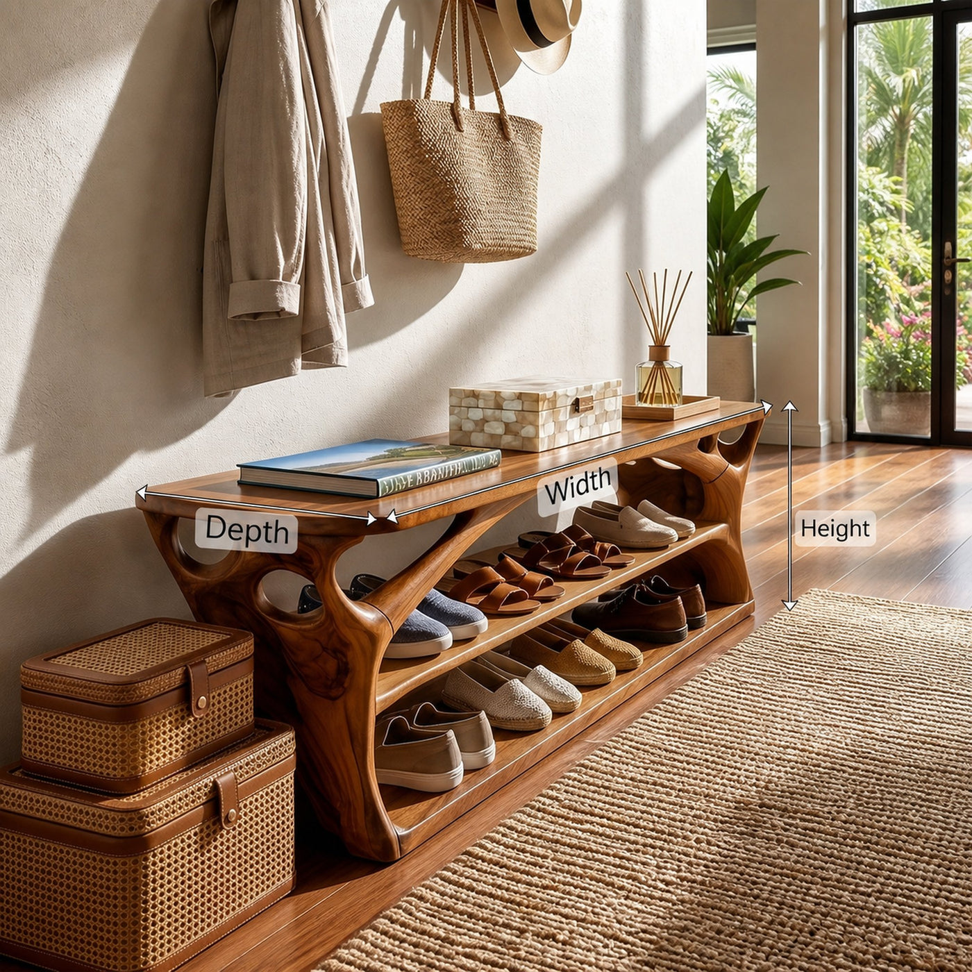 Japandi Shoe Cabinet For Mudroom Storage Corner Placement - product view 8