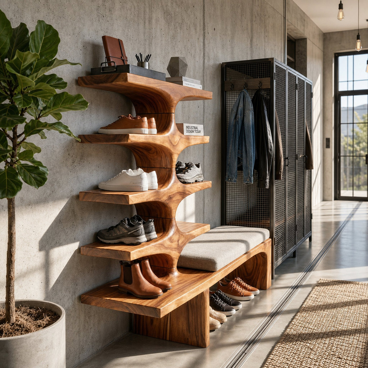 Japandi Shoe Organizer Rack For Entryway Foyer Storage Section - product view 6