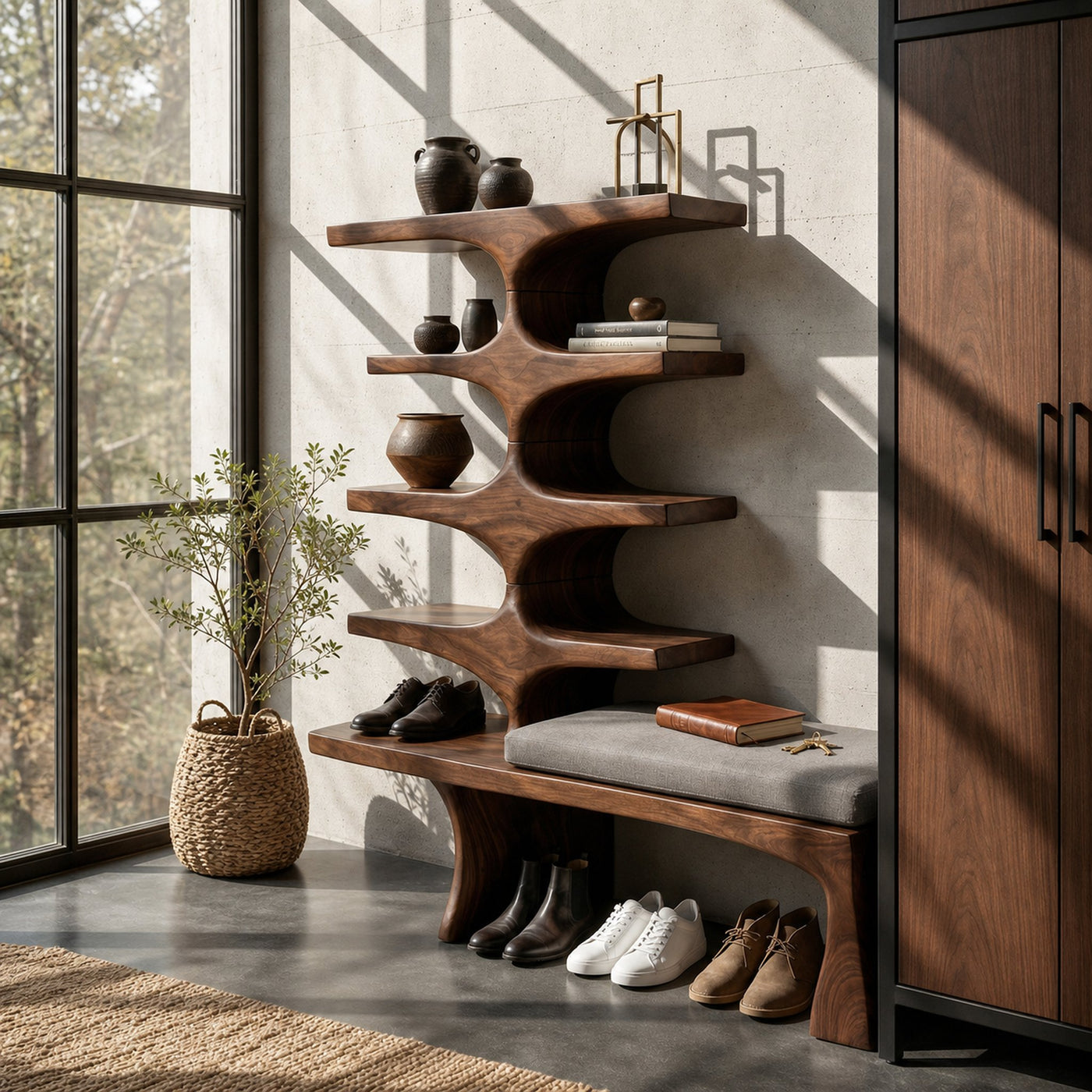 Japandi Shoe Organizer Rack For Entryway Foyer Storage Section - product view 7