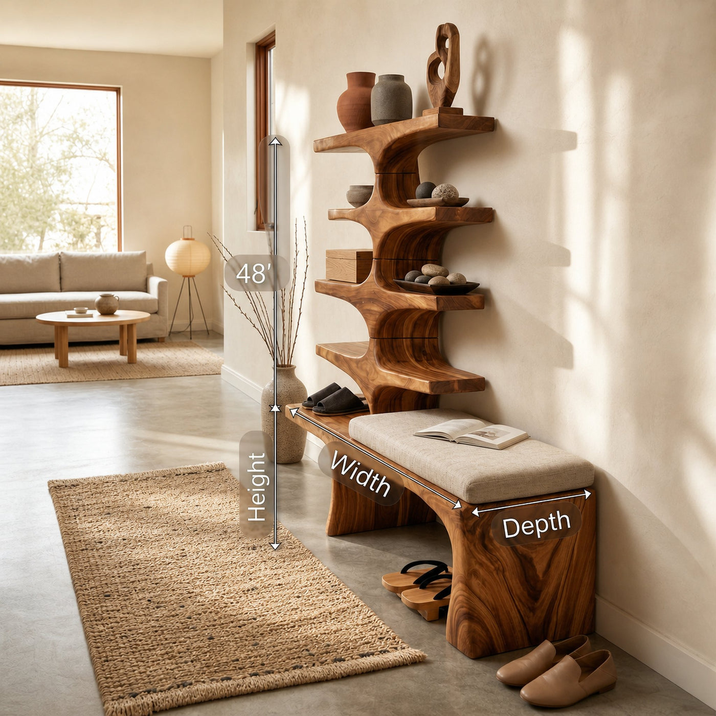 Japandi Shoe Organizer Rack For Entryway Foyer Storage Section - product view 8