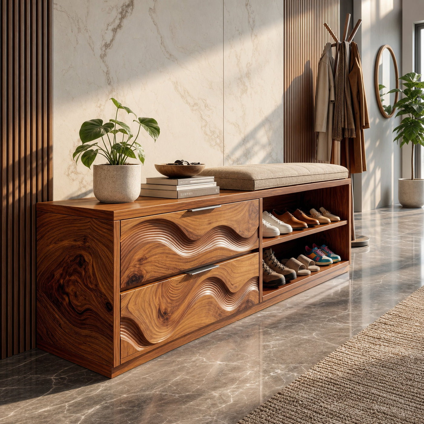 Japandi Shoe Storage Cabinet For Entryway Mudroom Nook Placement