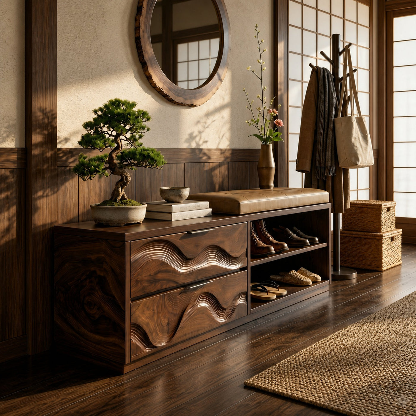 Japandi Shoe Storage Cabinet For Entryway Mudroom Nook Placement - product view 7
