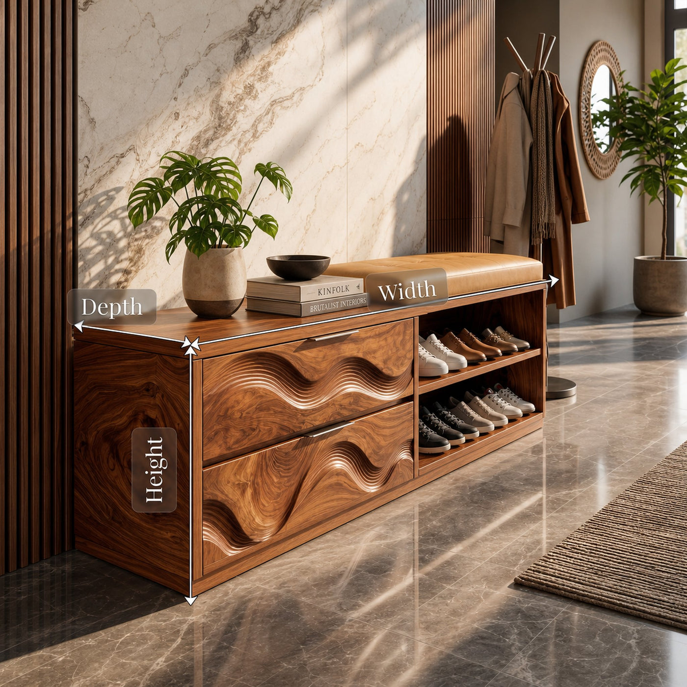 Japandi Shoe Storage Cabinet For Entryway Mudroom Nook Placement - product view 8