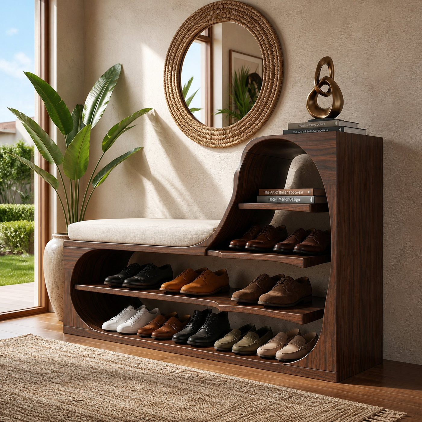 Japandi Shoe Storage Cabinet For Entryway Mudroom Nook Placement - product view 7