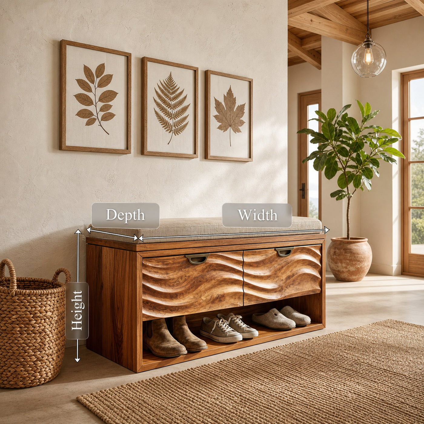 Japandi Shoe Storage Cabinet For Entryway Mudroom Nook Placement - product view 8