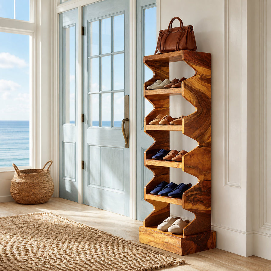 Japandi Tall Shoe Rack For Condo Entryway Hallway Placement