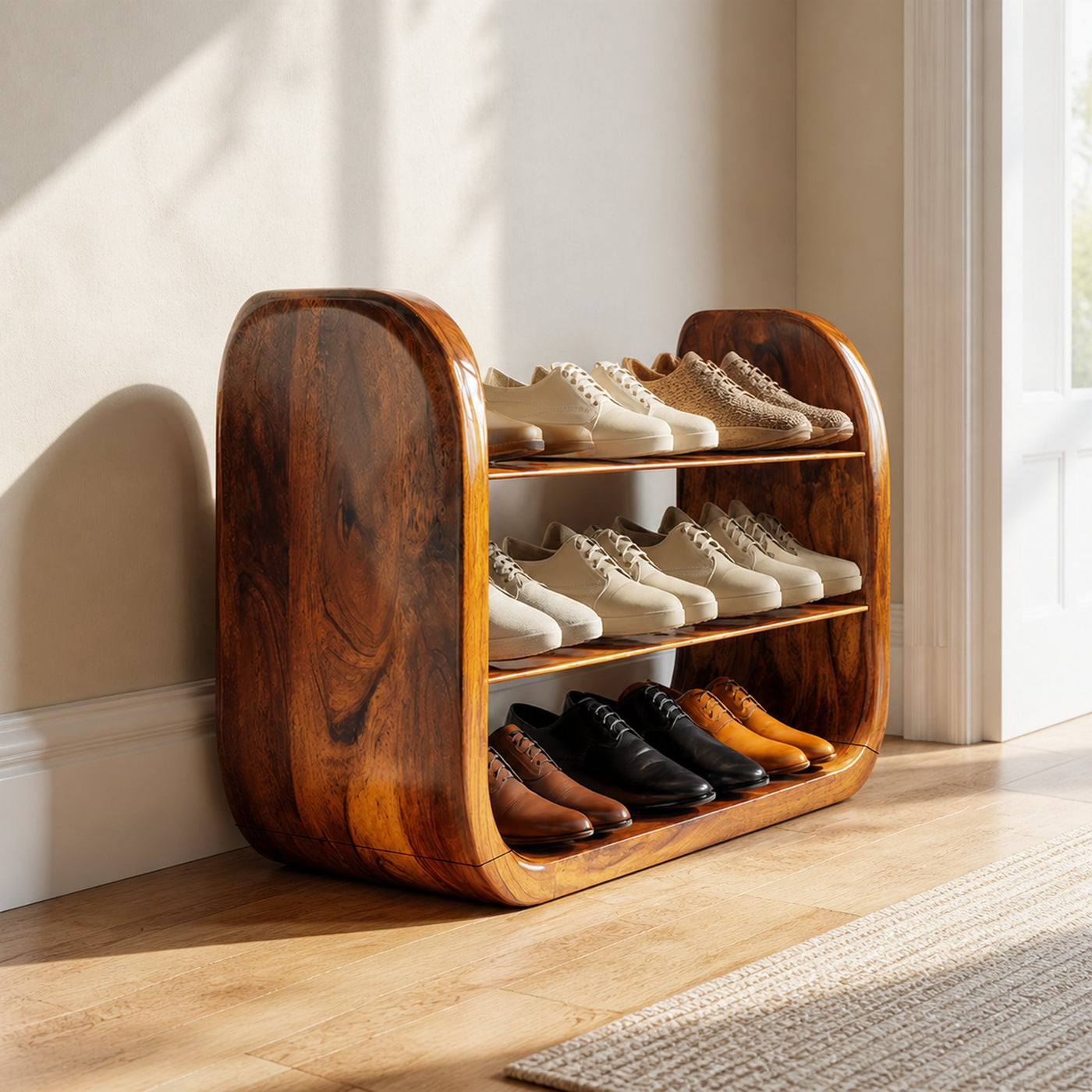 Japandi Vertical Shoe Storage Rack For Entryway Nook Placement