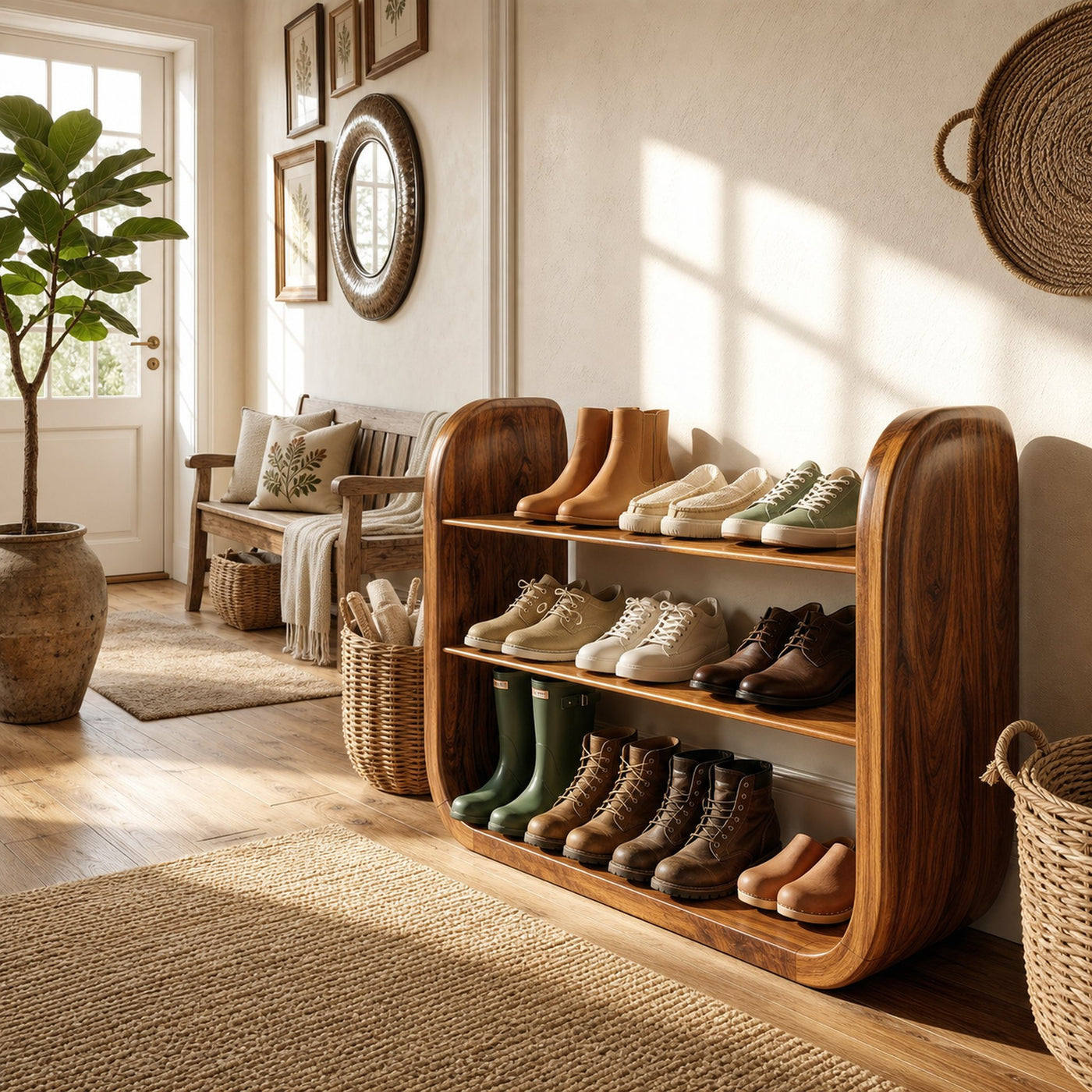 Japandi Vertical Shoe Storage Rack For Entryway Nook Placement - product view 6