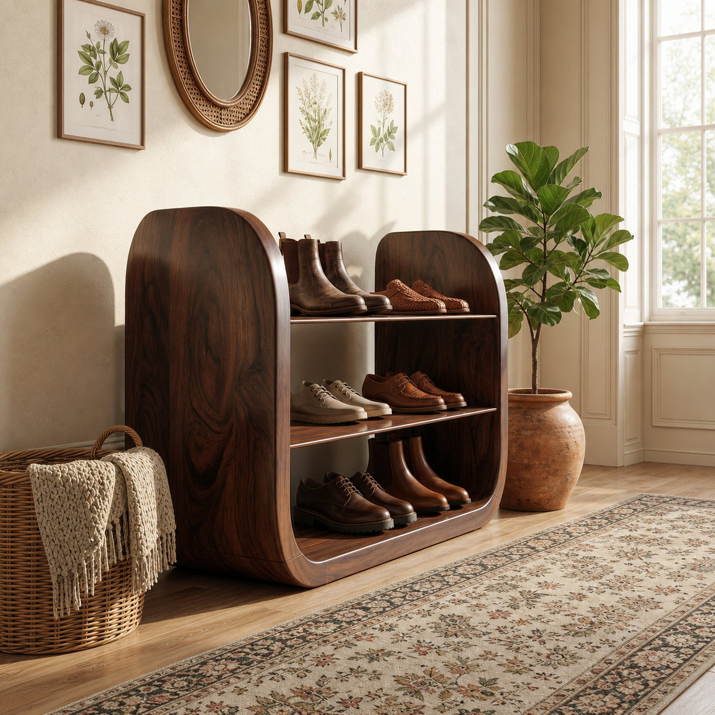 Japandi Vertical Shoe Storage Rack For Entryway Nook Placement - product view 7