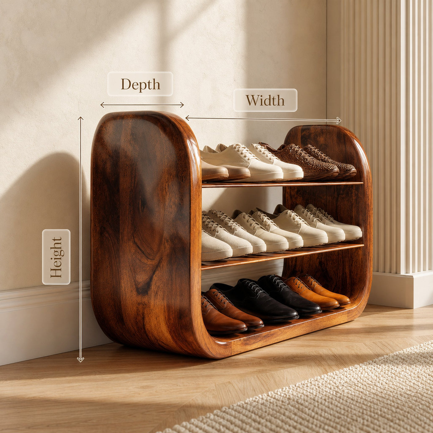 Japandi Vertical Shoe Storage Rack For Entryway Nook Placement - product view 8