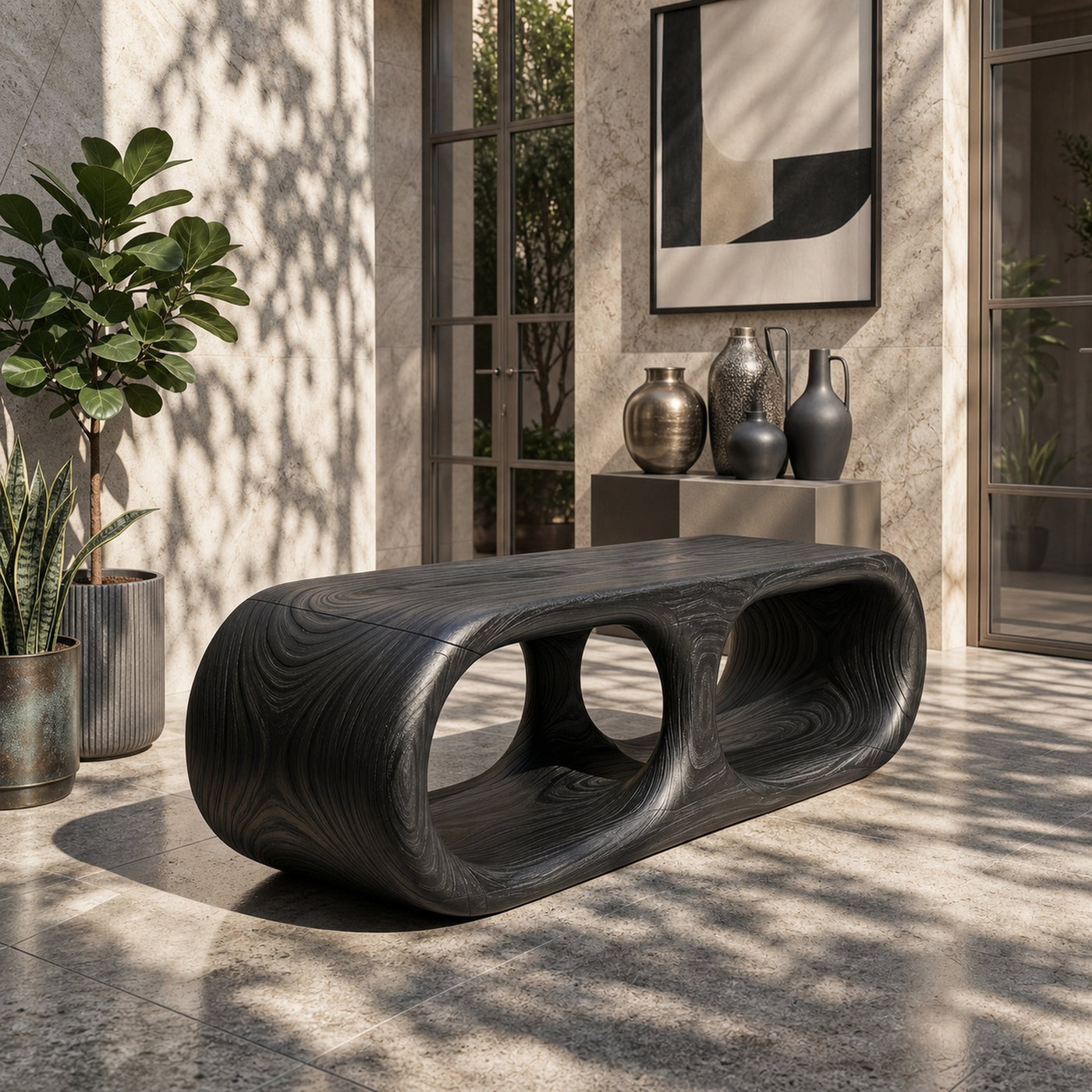 Japandi Wooden Bench Serene Entryway - product view 7