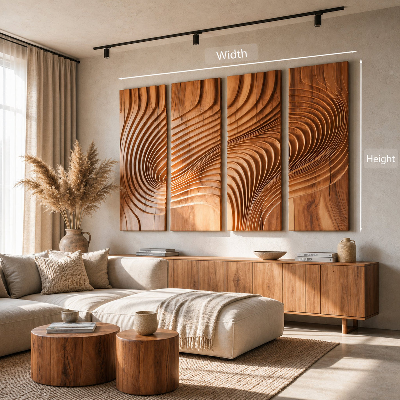 Large Carved Wood Wall Art Panel For Living Room Or Entryway Decor - product view 6
