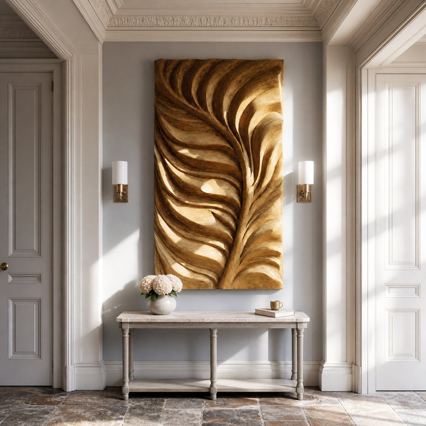 Large Feather Wall Art Nature Inspired For Living Decor - product view 4