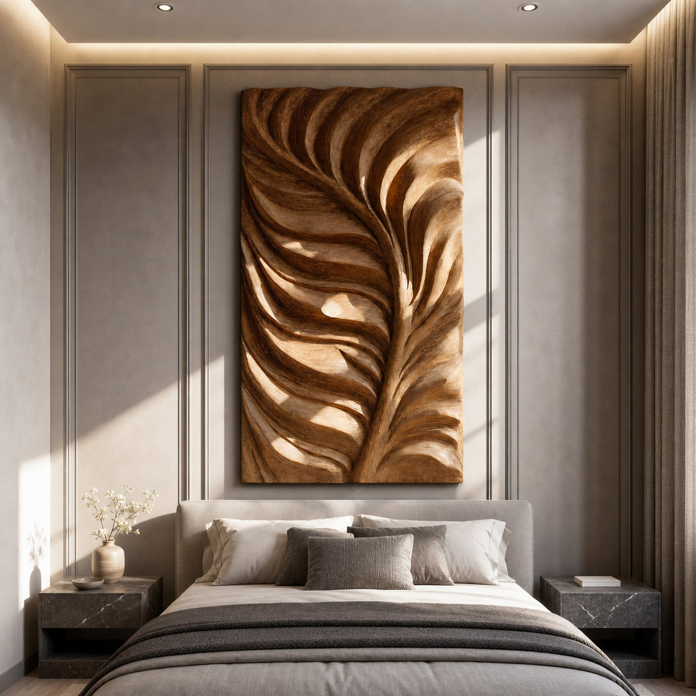 Large Feather Wall Art Nature Inspired For Living Decor - product view 5