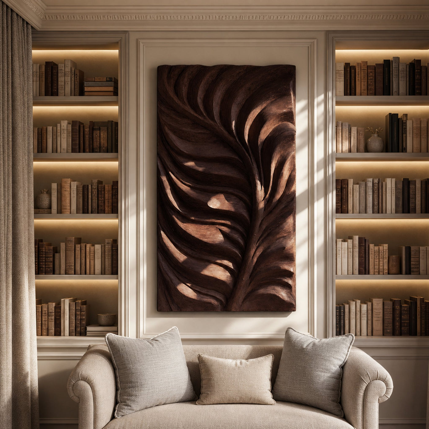 Large Feather Wall Art Nature Inspired For Living Decor - product view 6