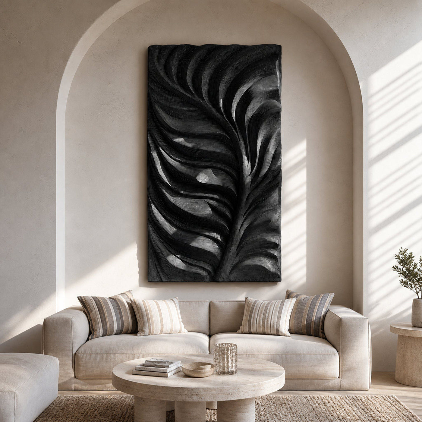 Large Feather Wall Art Nature Inspired For Living Decor - product view 7