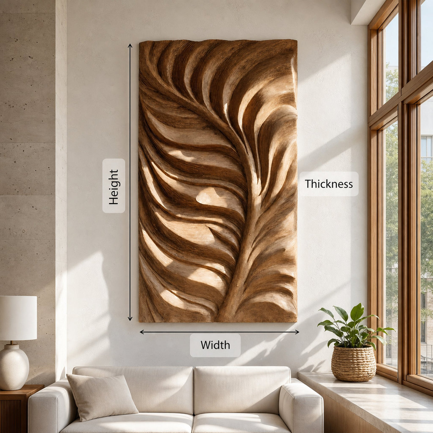 Large Feather Wall Art Nature Inspired For Living Decor - product view 8