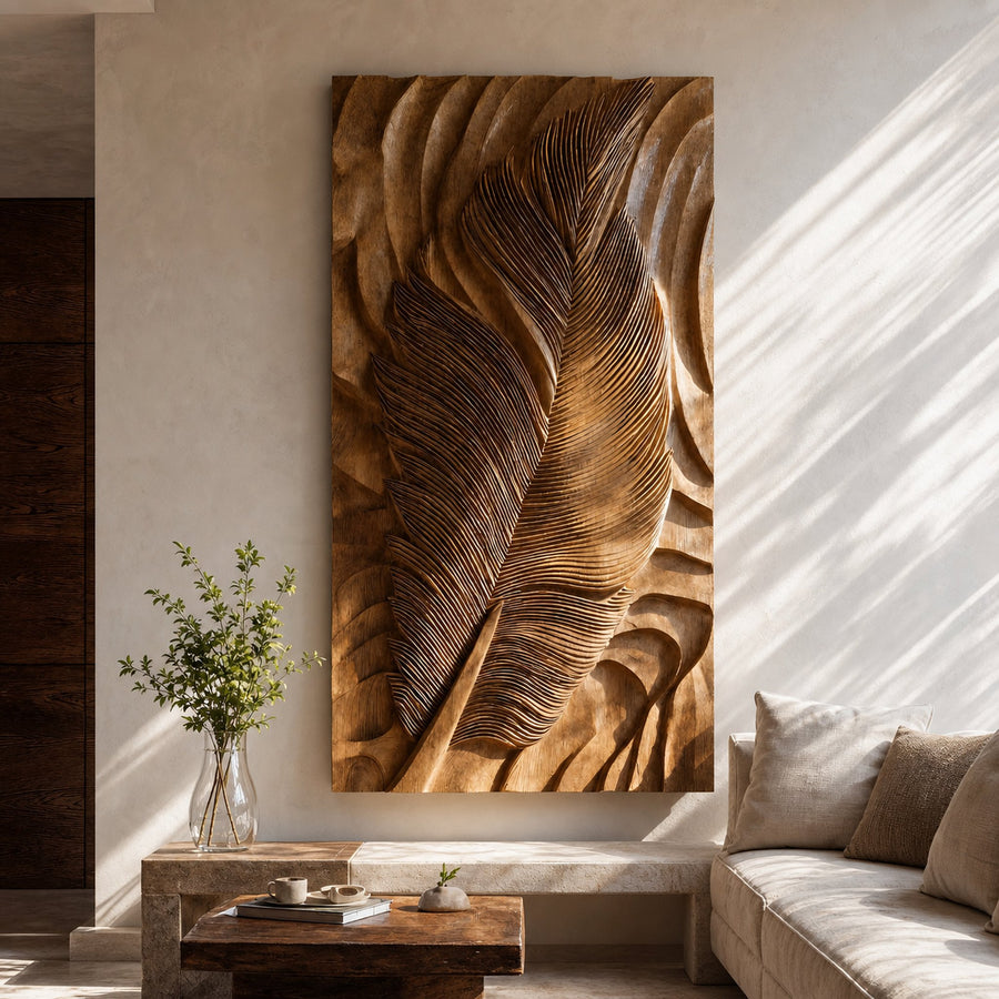 Large Handcrafted Feather Wall Art For Living Room
