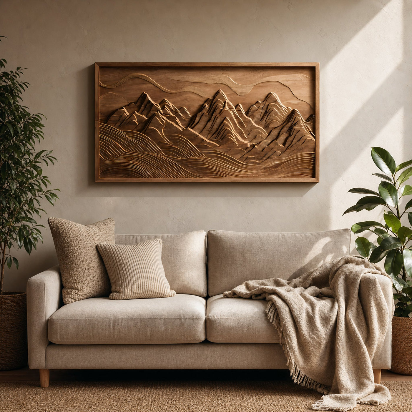 Large Mountain Wall Art Carved Landscape For Sofa Wall