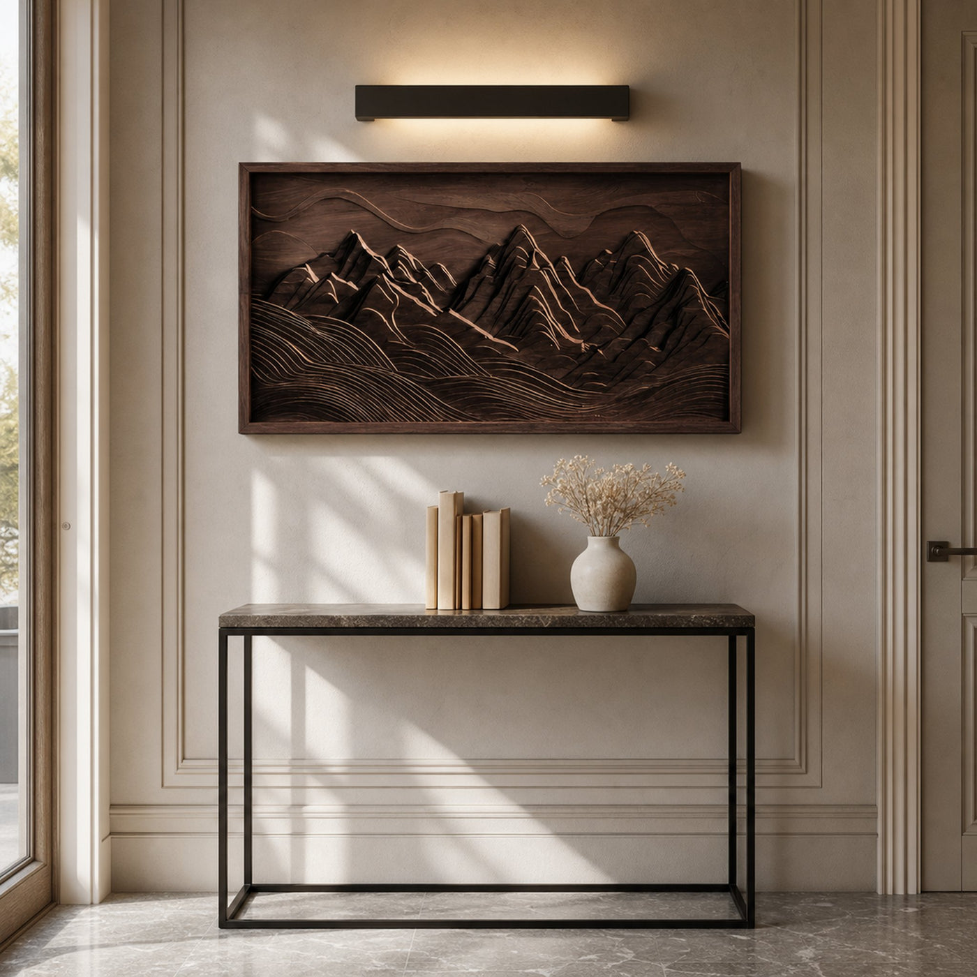 Large Mountain Wall Art Carved Landscape For Sofa Wall - product view 6