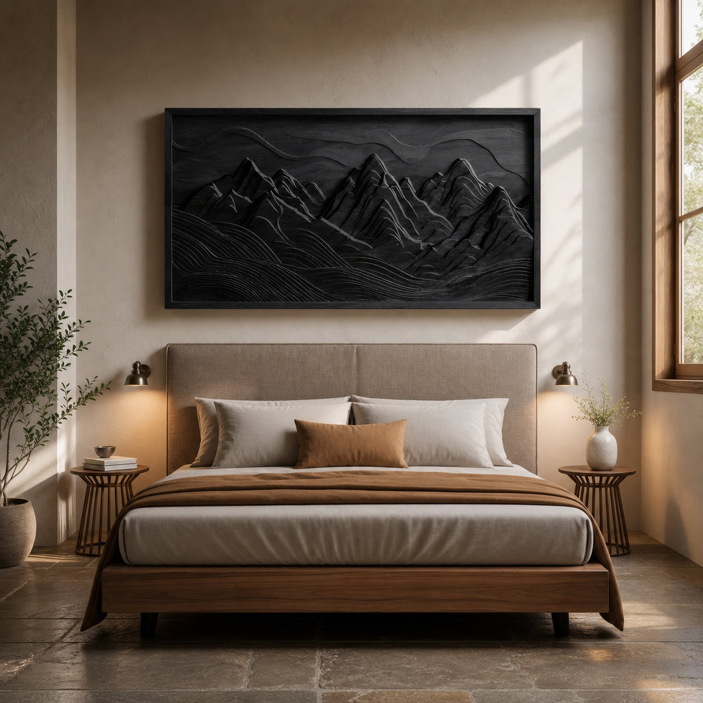 Large Mountain Wall Art Carved Landscape For Sofa Wall - product view 7