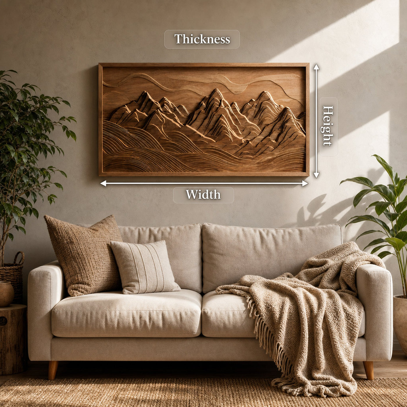 Large Mountain Wall Art Carved Landscape For Sofa Wall - product view 8