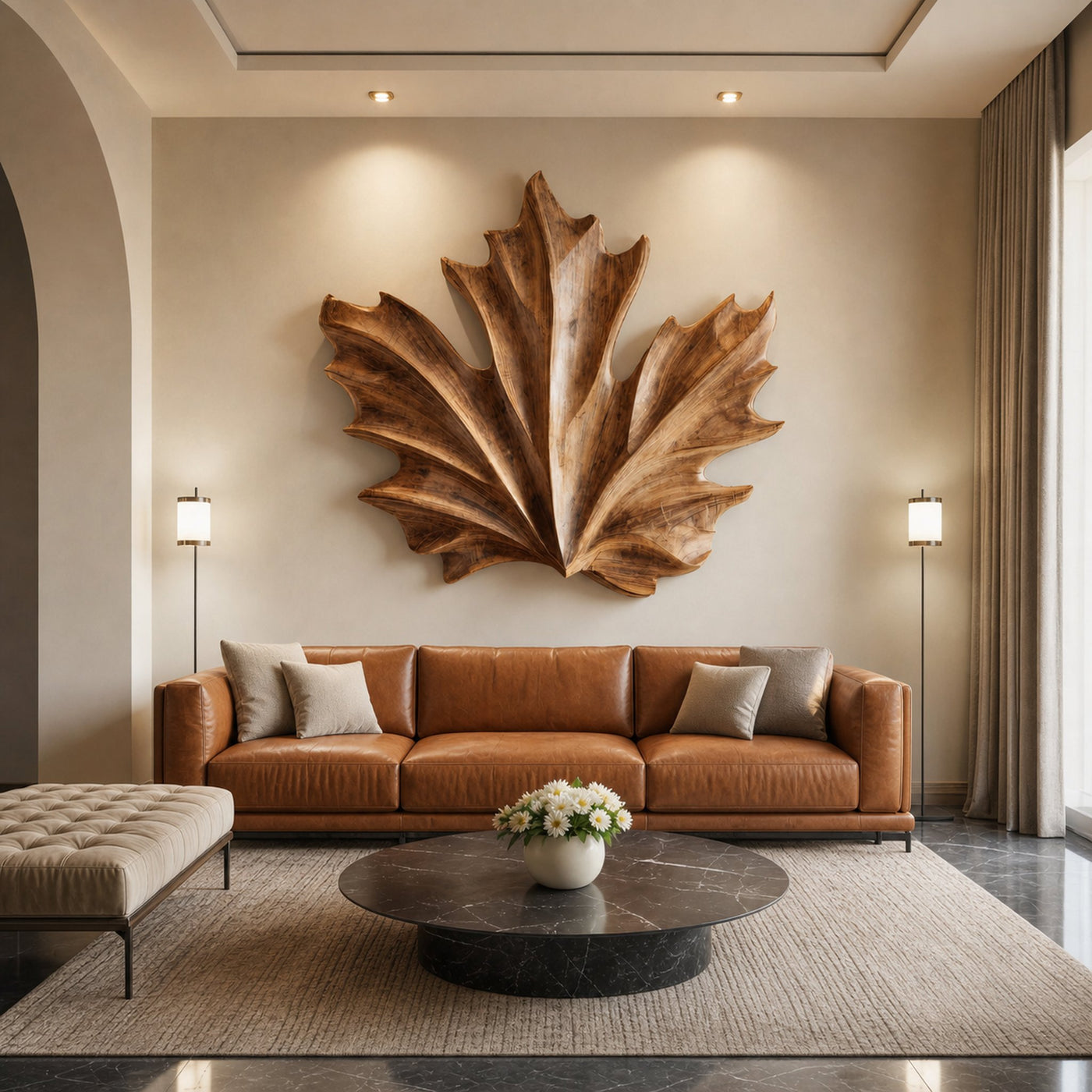 Large Sculptural Leaf Wall Art For Living Room