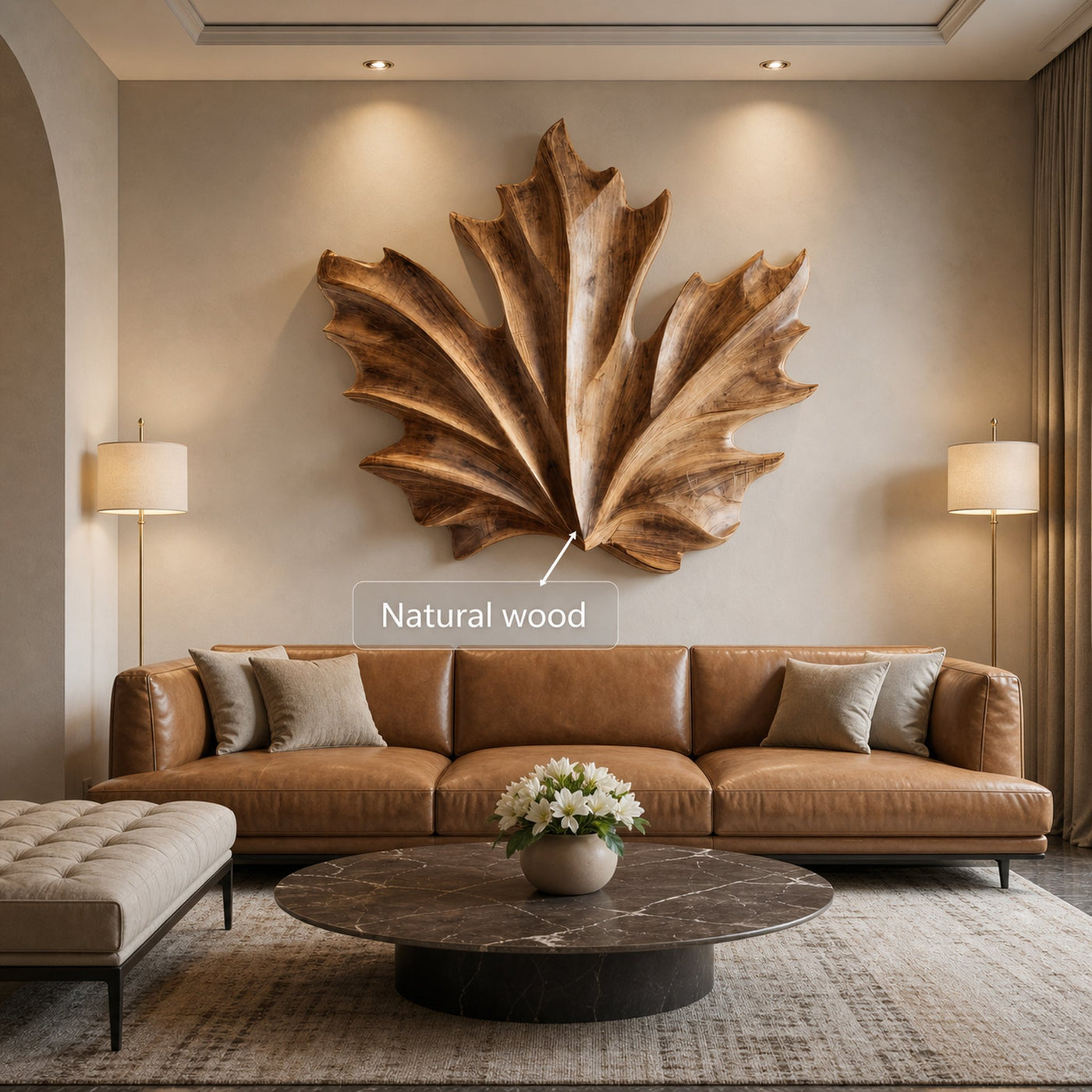 Large Sculptural Leaf Wall Art For Living Room - product view 6