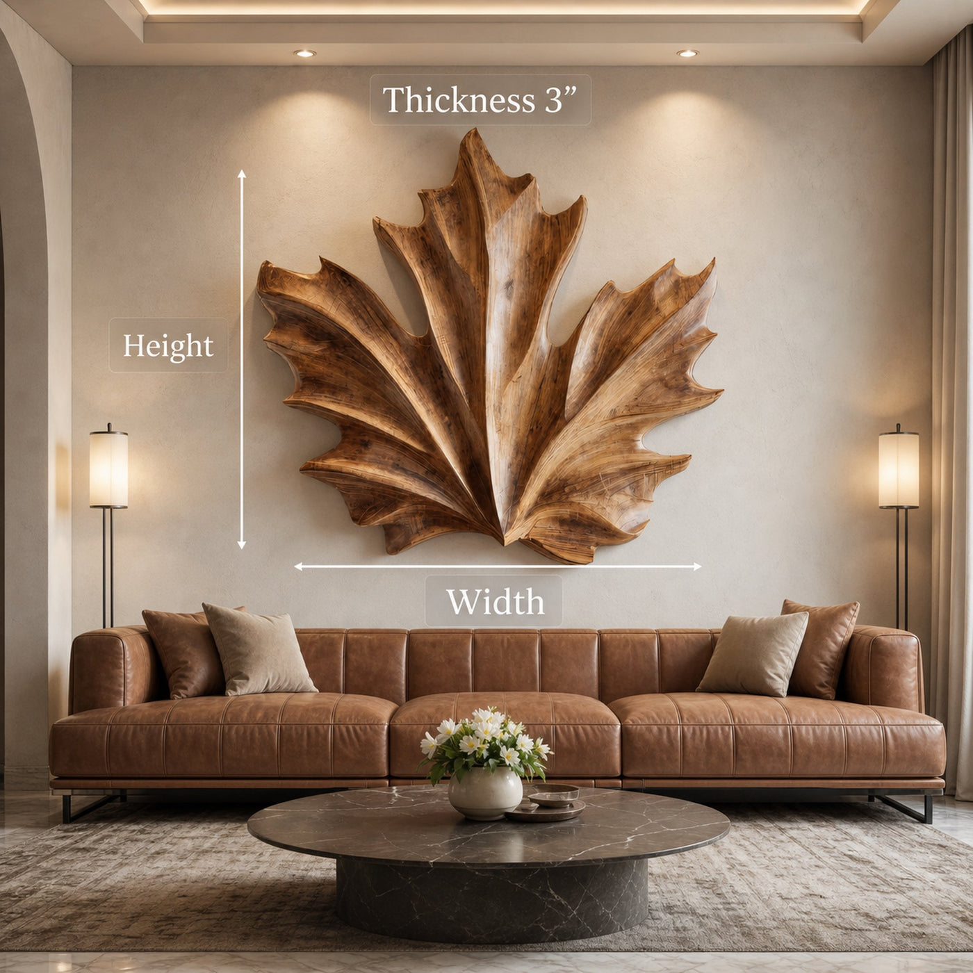 Large Sculptural Leaf Wall Art For Living Room - product view 8