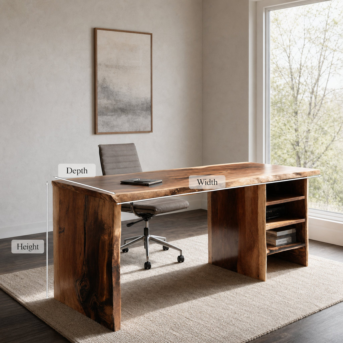 Live Edge Desk For Home Office Or Workstation - product view 6