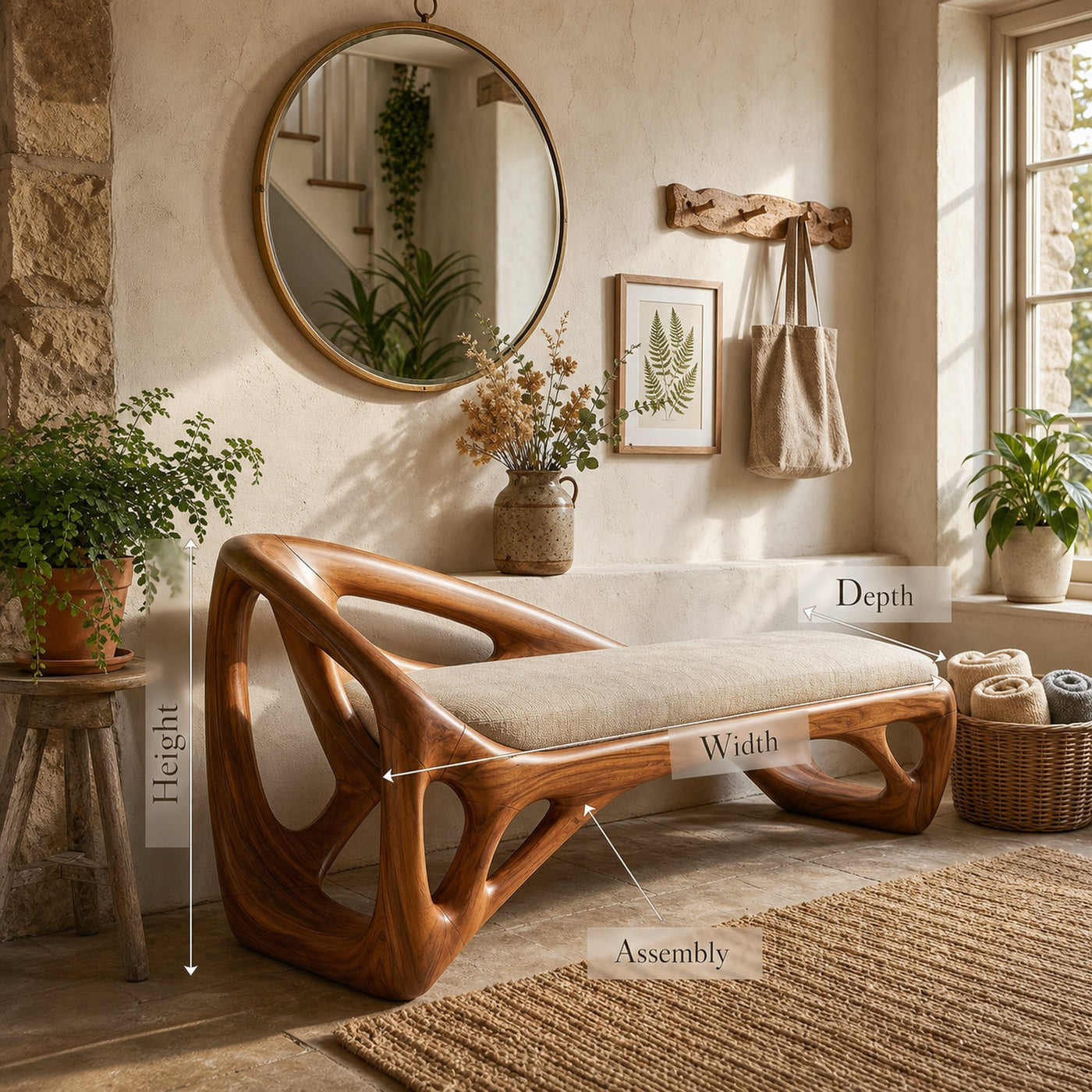 Live Edge Dining Bench Rustic Farmhouse - product view 8