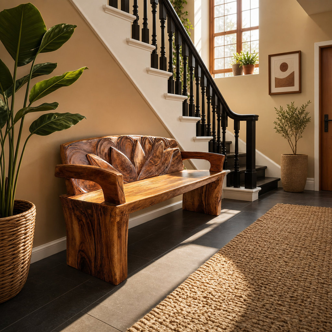 Live Edge Handmade Wood Bench For Entryway Seating Decor - product view 6