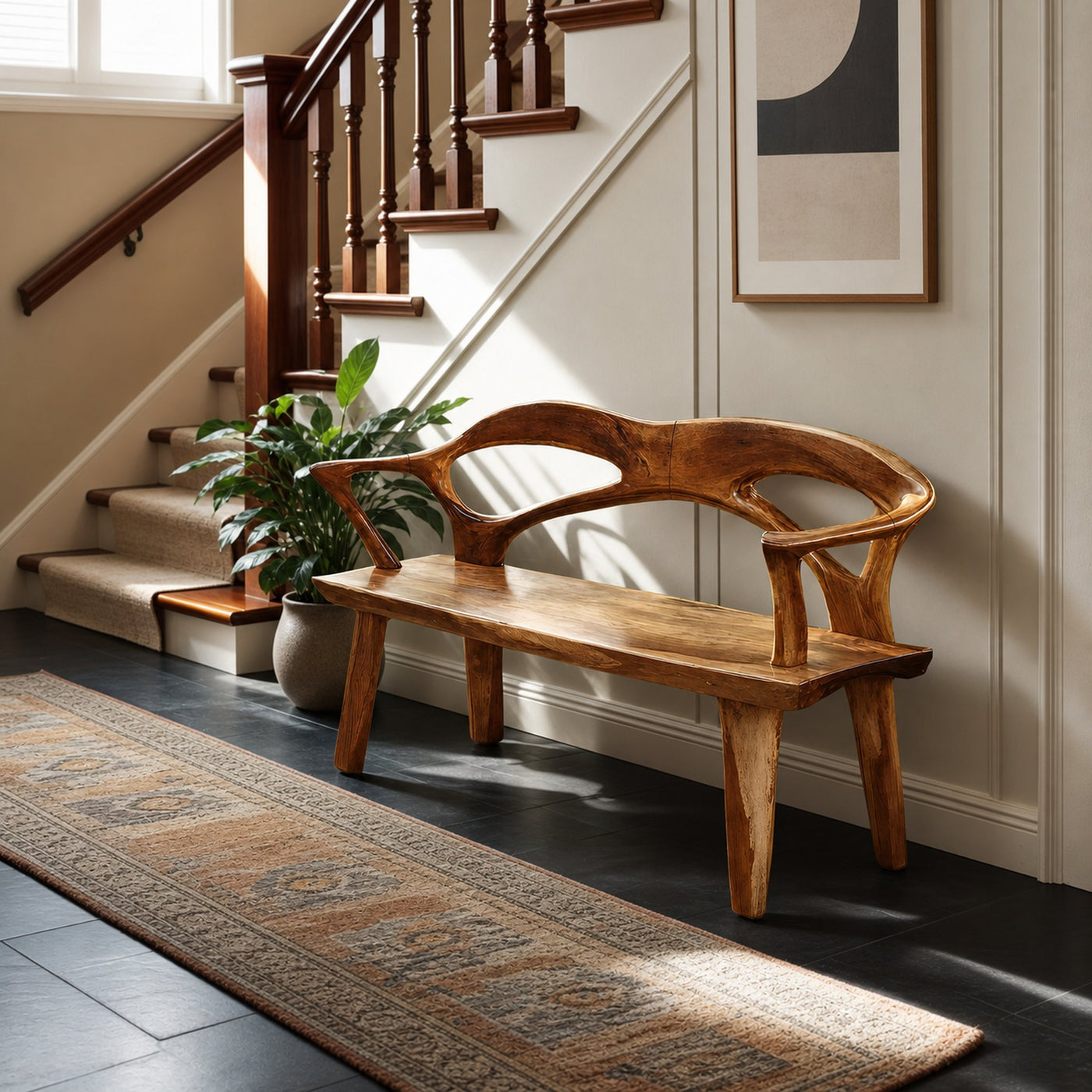Live Edge Wood Bench For Entryway And Entry Hall - product view 6