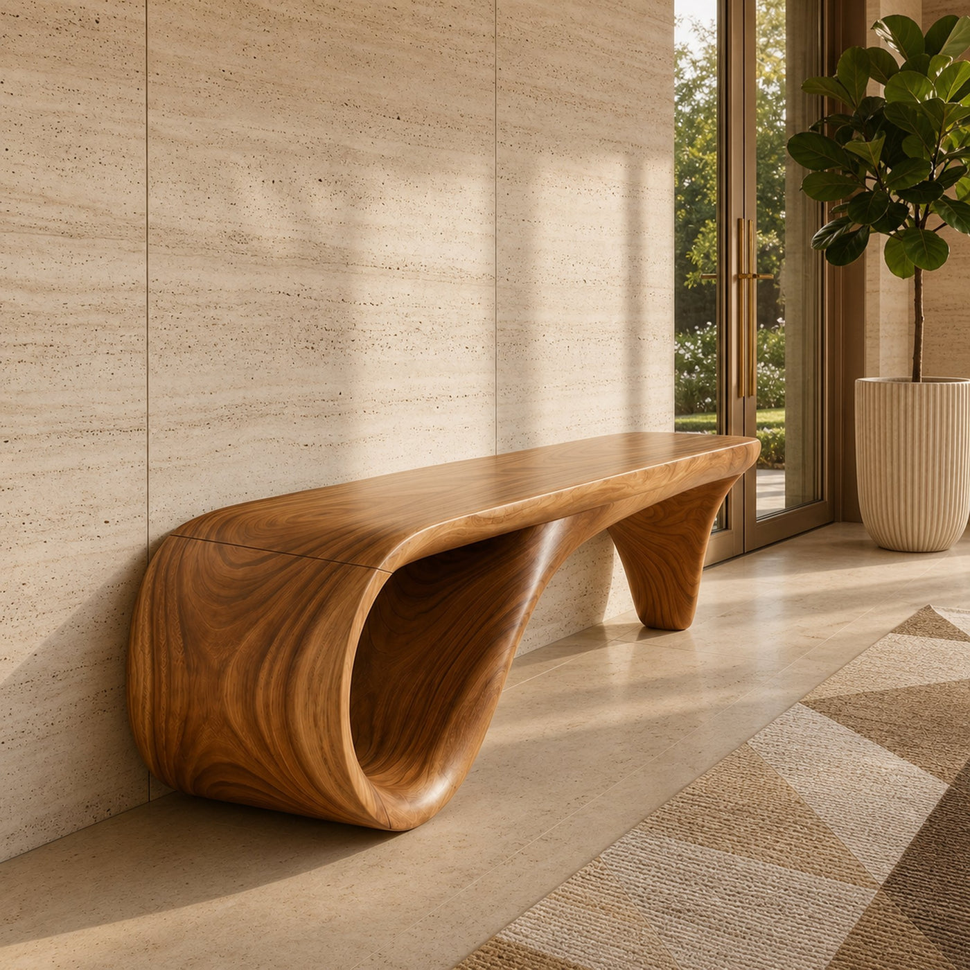 Live Edge Wooden Bench Rustic Interior