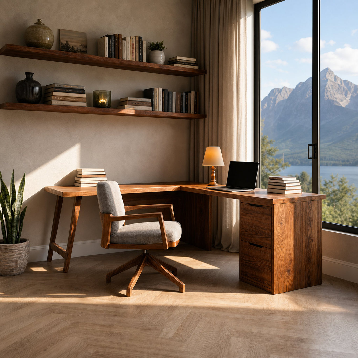 Luxury L Shaped Desk With Drawer For Home Office